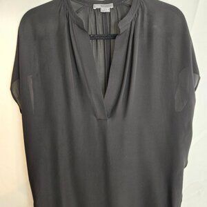 Vince Sheer Silk Cap Dolman Popover Blouse – Black, Size Small